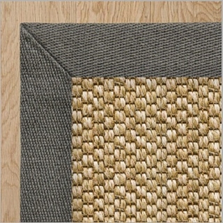 Heavy Rustic Latte Sisal with 2 Inch Smokey Grey Linen Border 2.4(L) x 1.7(W)